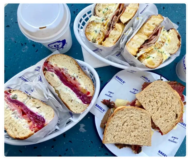 Bagel O's café interior and food