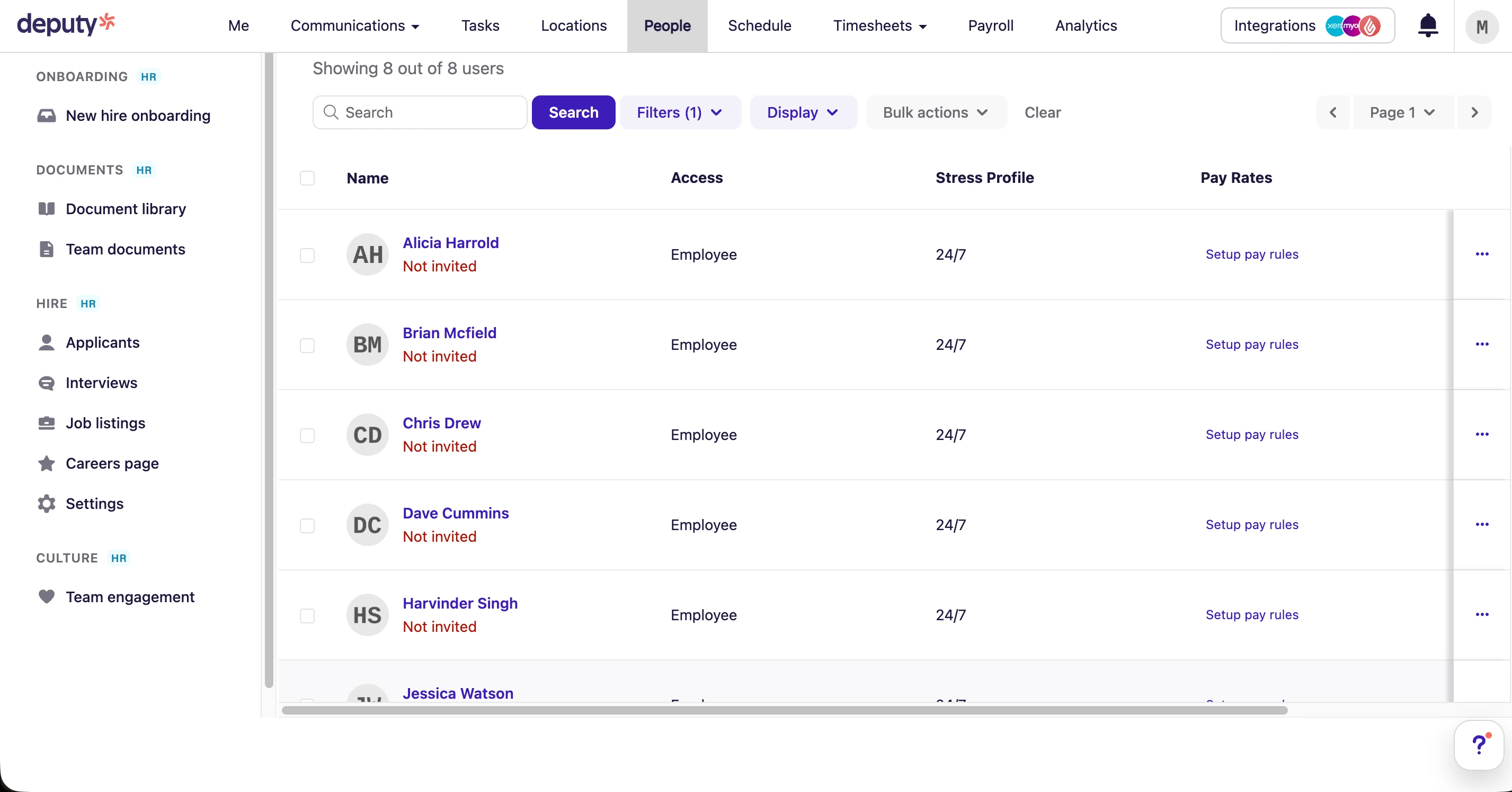 Deputy onboarding screen for entering new employee details