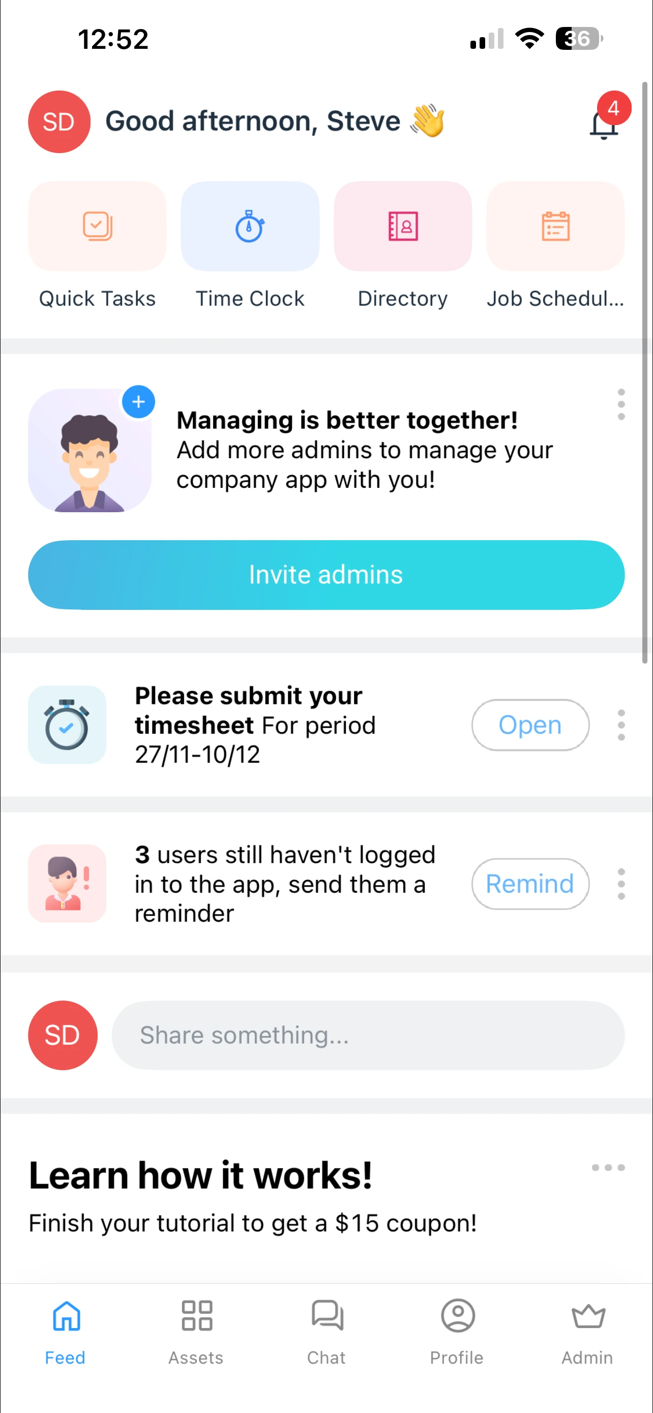 Connecteam mobile app - Schedule view