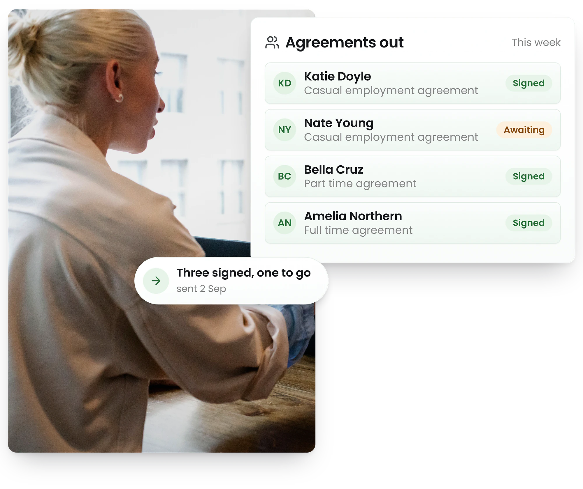 Employee reviewing employment contract on mobile phone