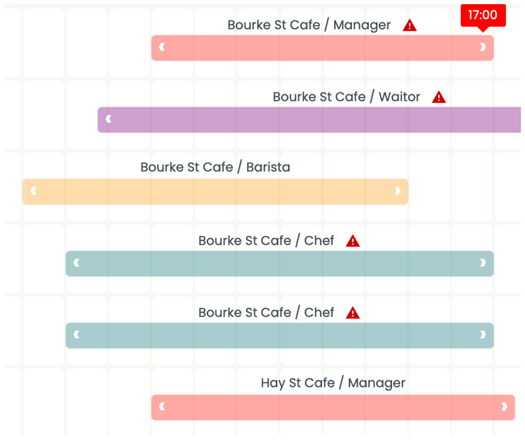 RosterElf daily rota view showing hour-by-hour schedule