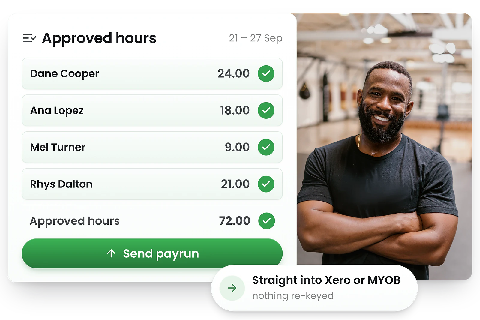 Approved fitness timesheets exporting to payroll