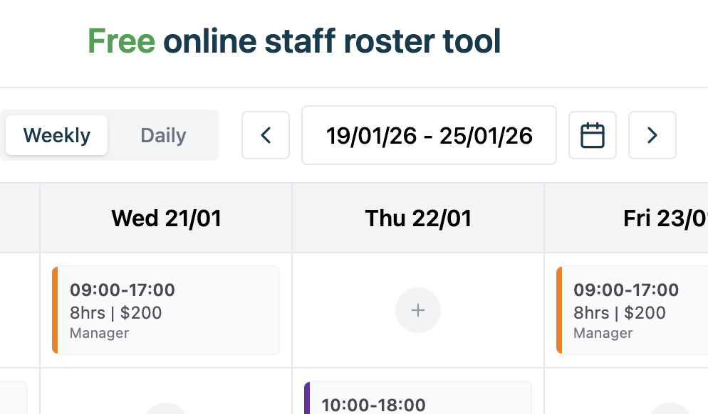 Week navigation arrows and calendar picker highlighted