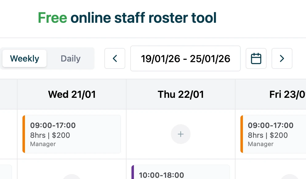 Week navigation arrows and calendar picker highlighted