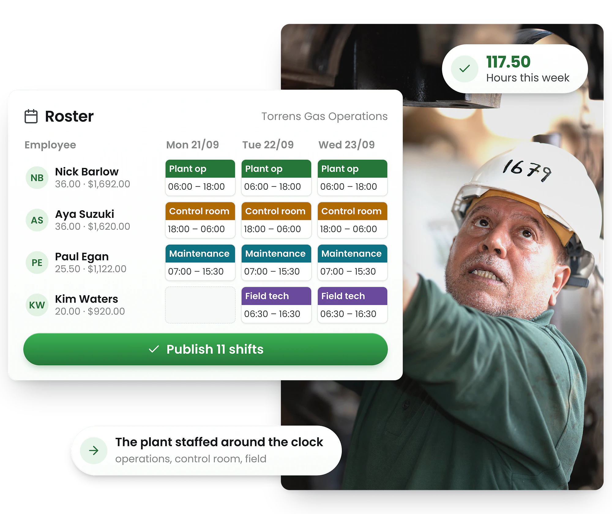 Gas plant worker in a hard hat