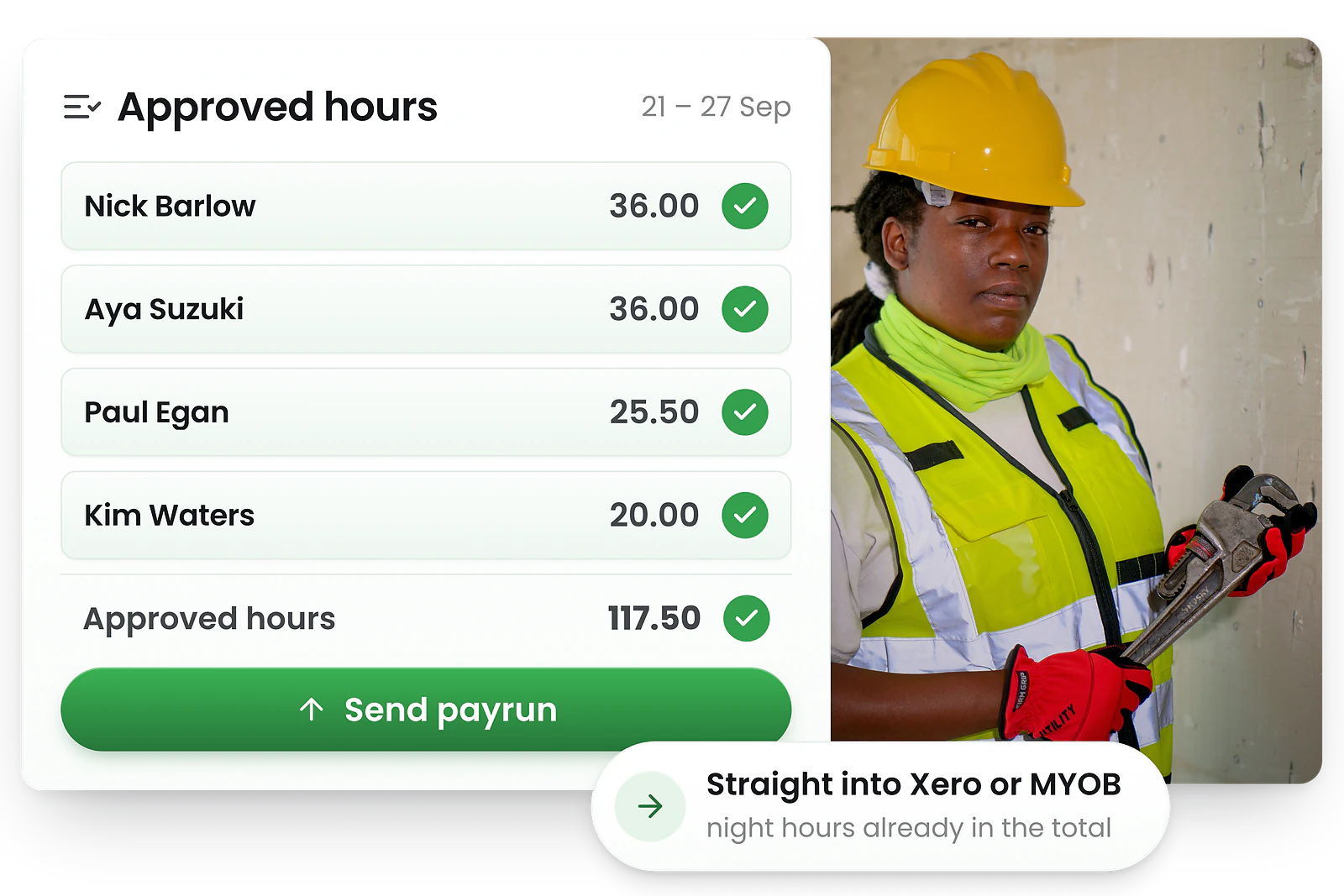 Approved gas timesheets exporting to payroll