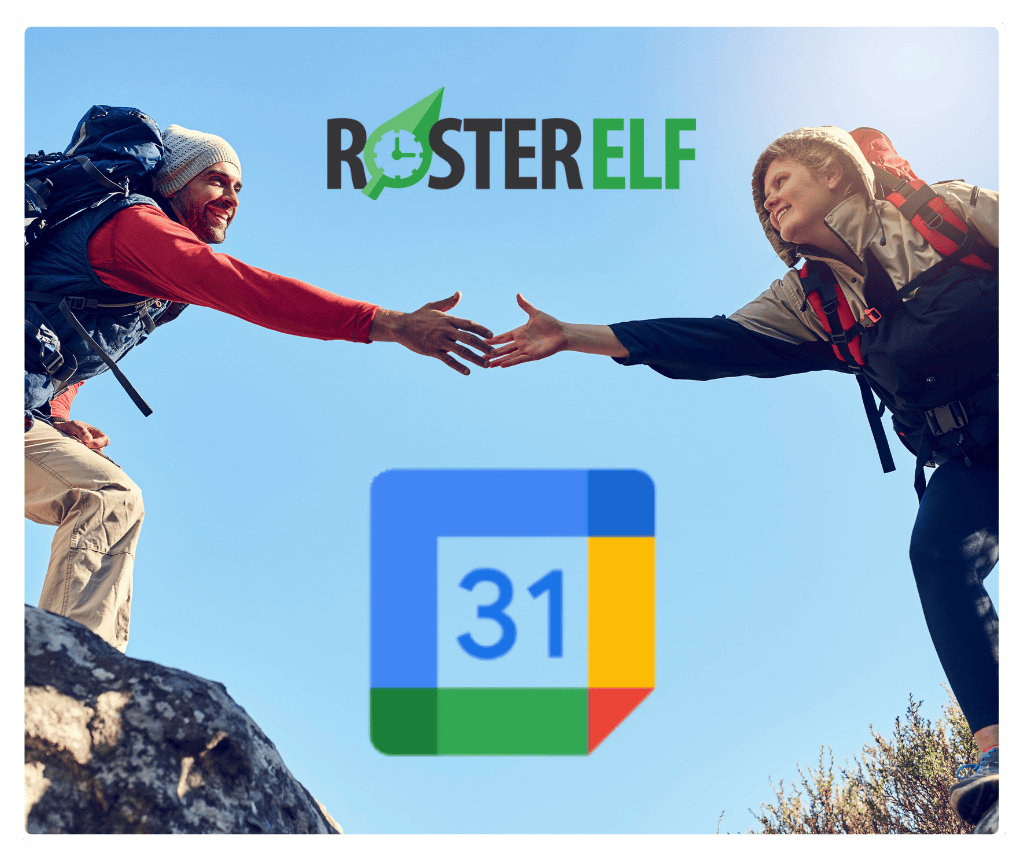 RosterElf and Google Calendar sync showing two people connecting