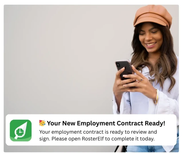 UK employee accessing their own digital HR records through RosterElf My HR Hub on mobile