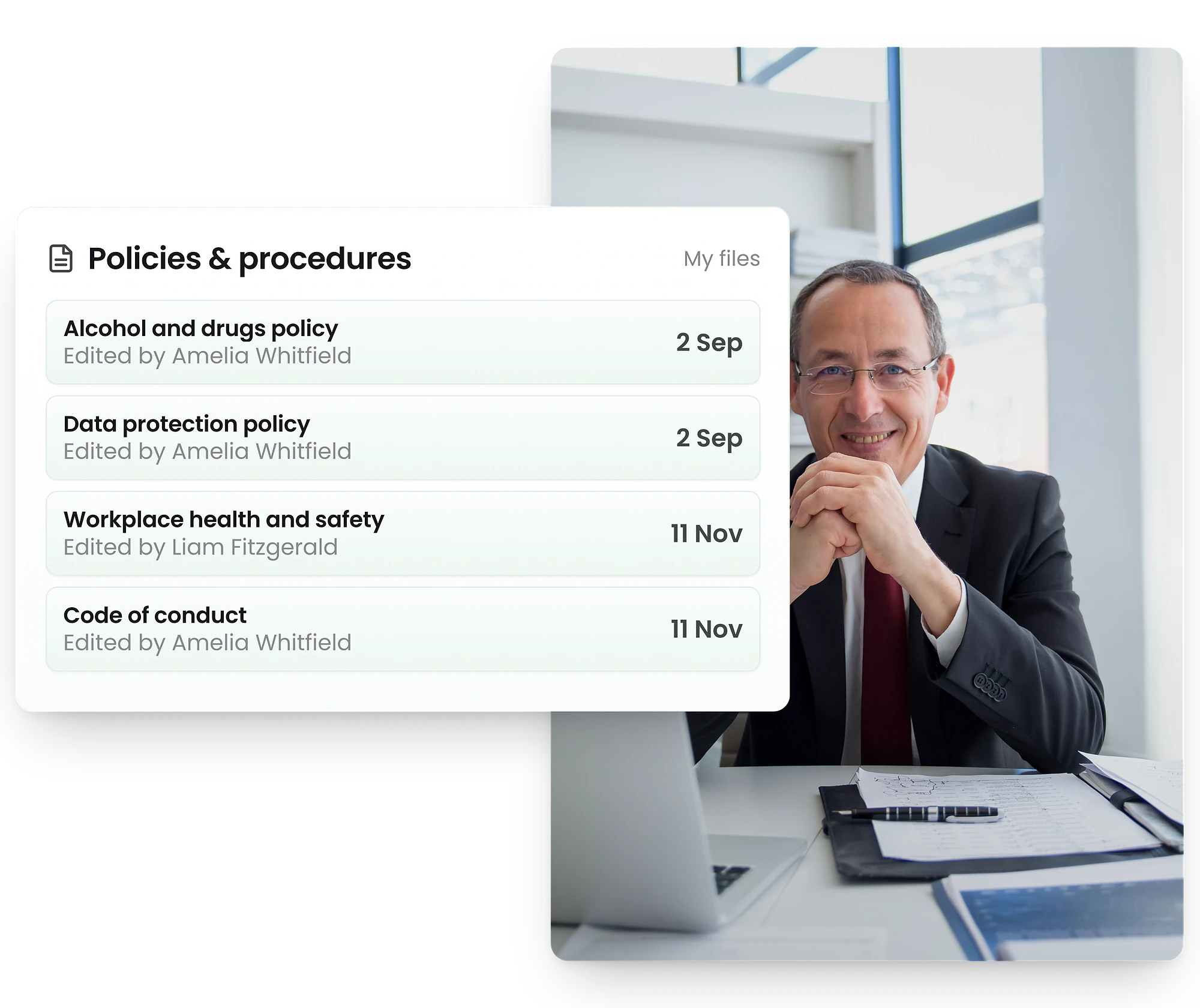 RosterElf UK HR policy management showing Acas-aligned disciplinary procedure and Worker Protection Act anti-harassment policy