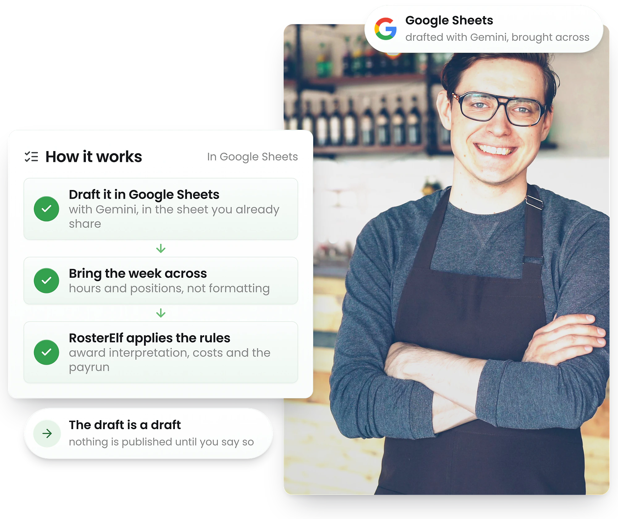 Drafting a staff roster in Google Sheets with an AI assistant