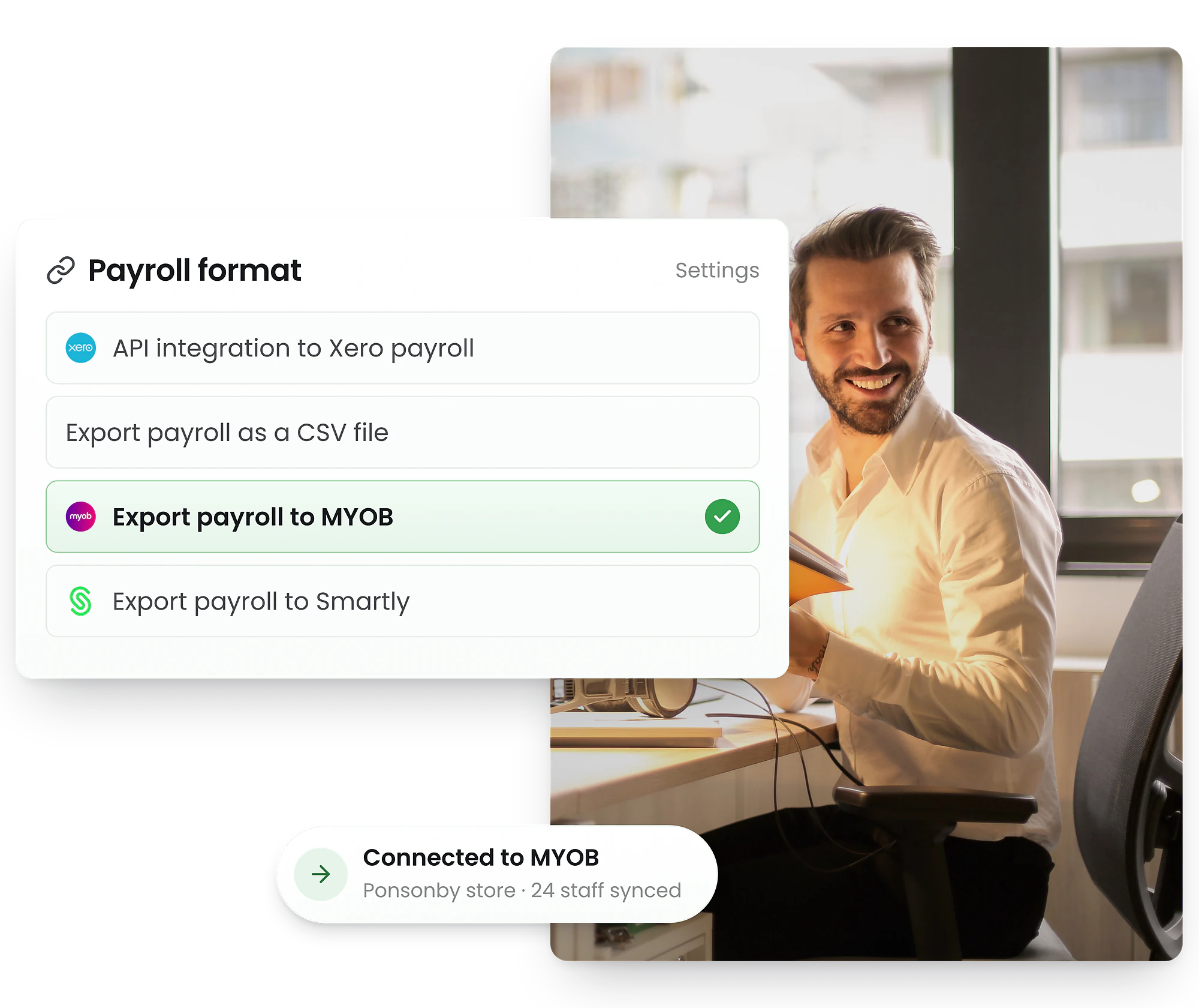 Business owner using RosterElf with MYOB integration