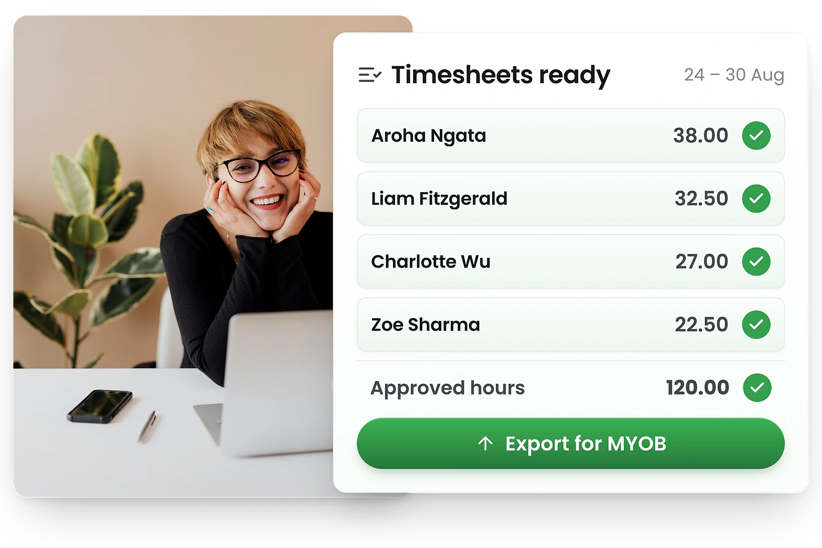 RosterElf timesheets showing rostered hours, submitted hours and pending approval