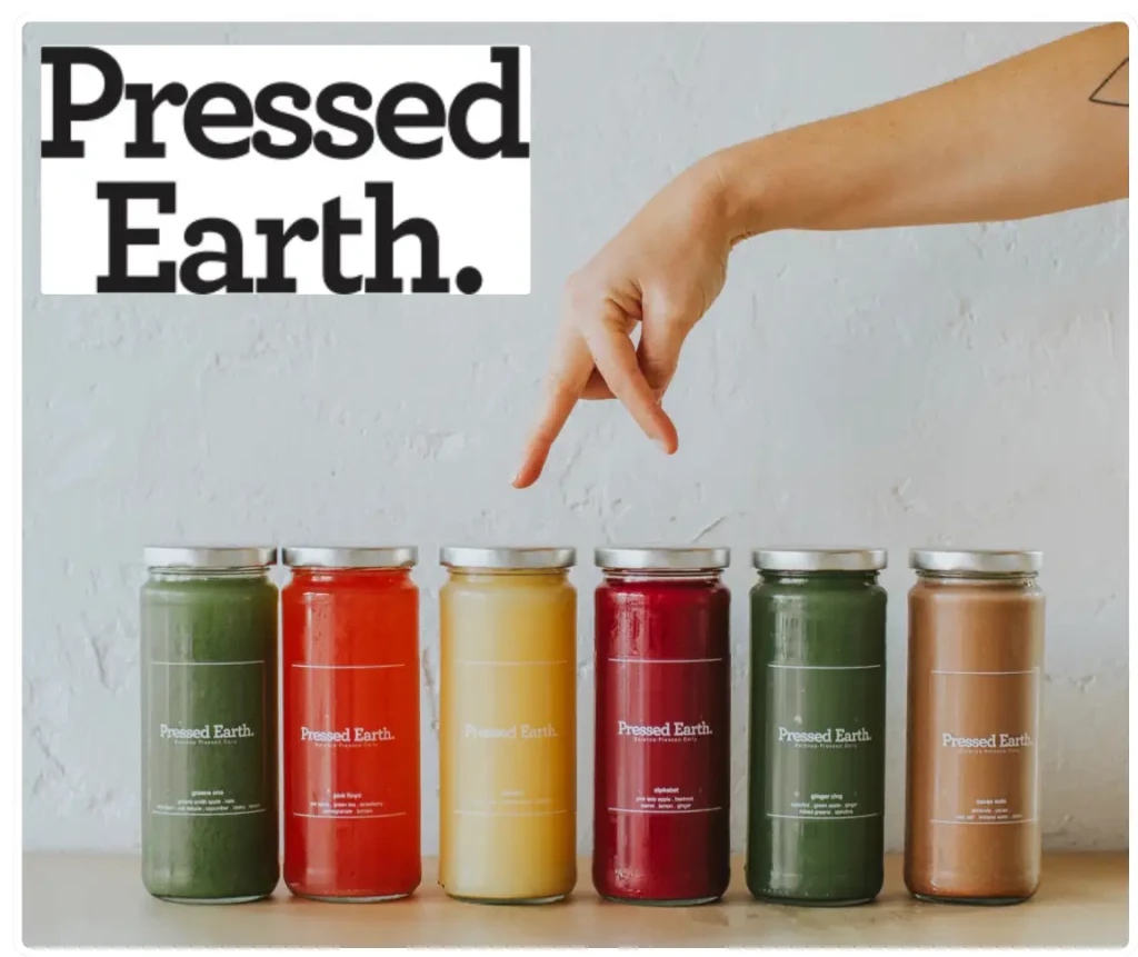 Pressed Earth cold-pressed juice products