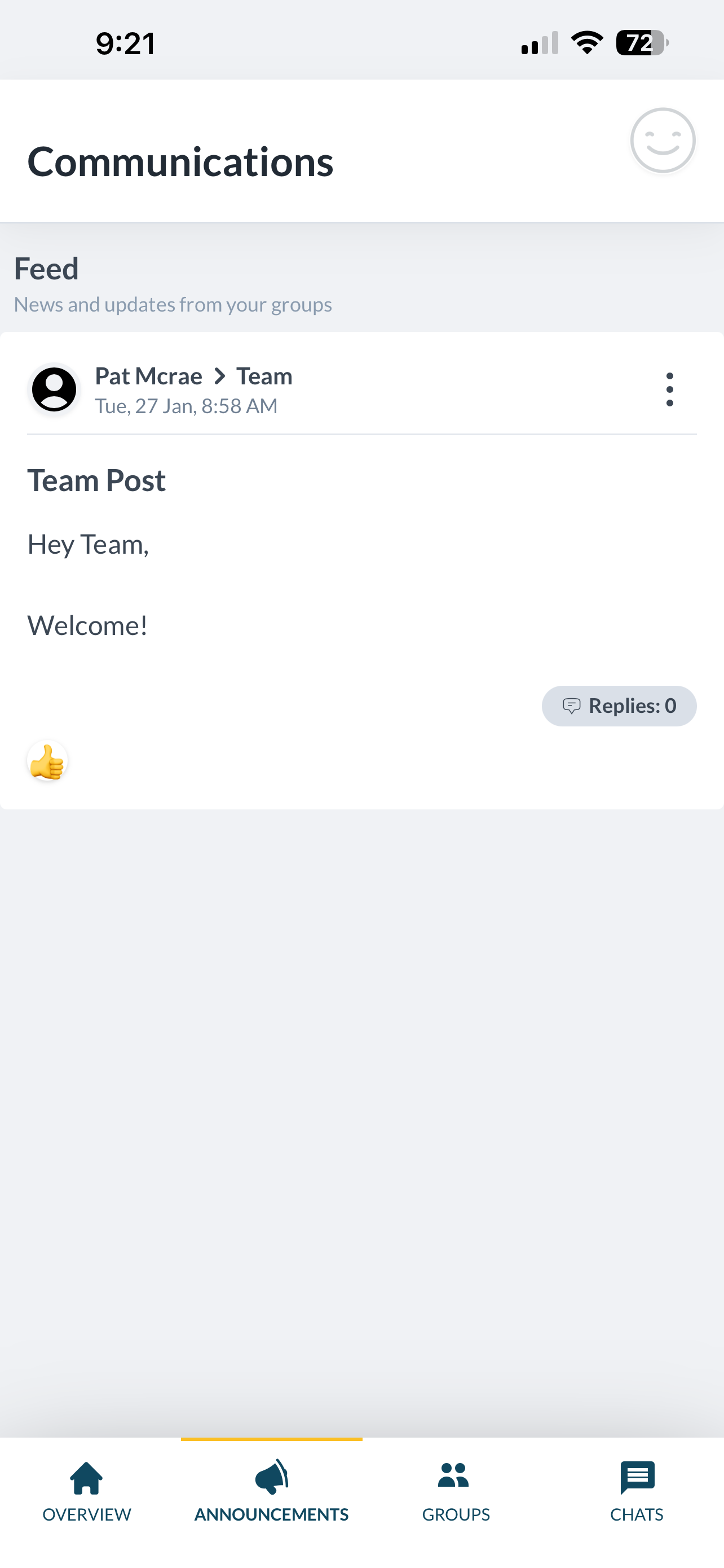 Tanda app communications feed