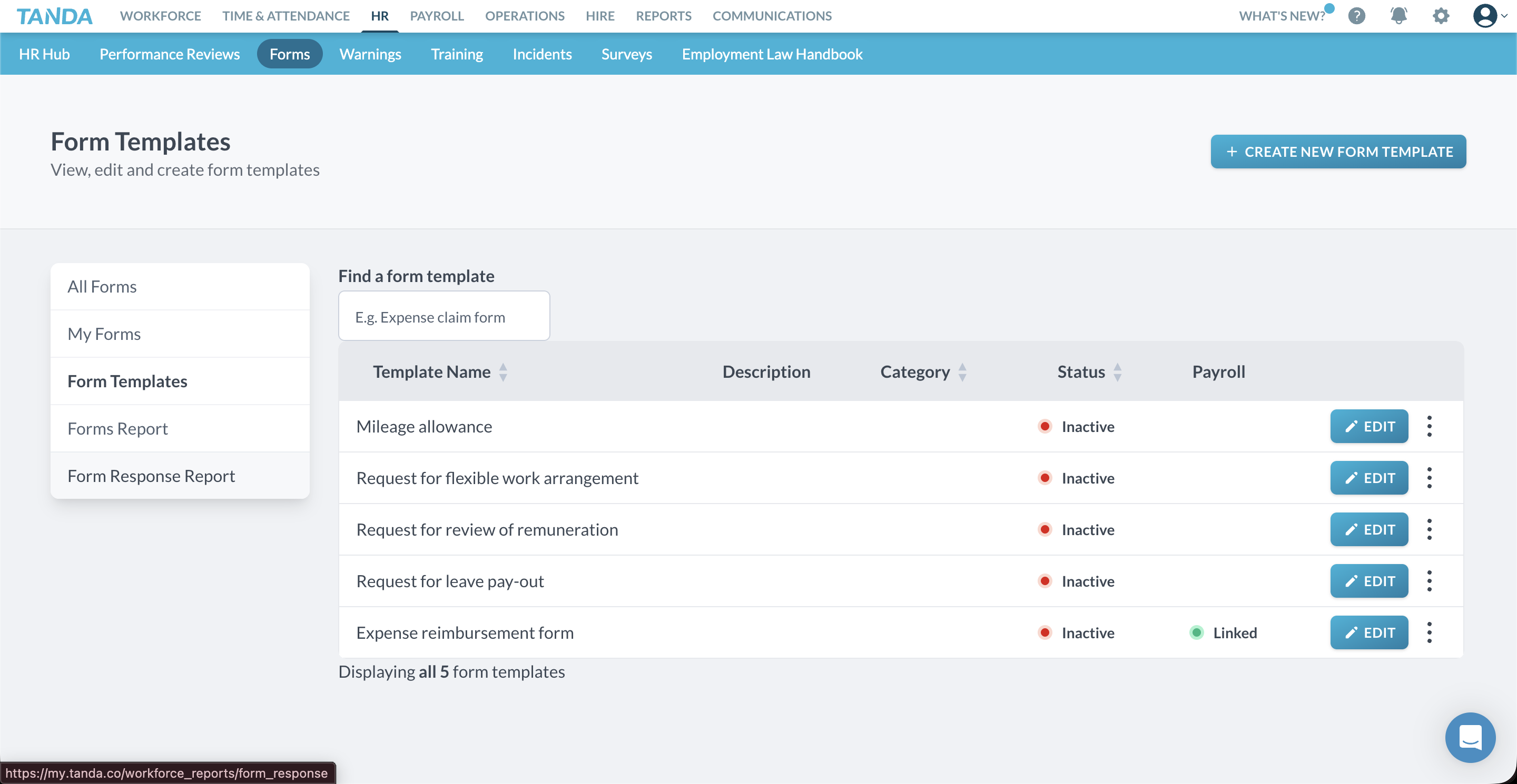 Tanda HR form templates