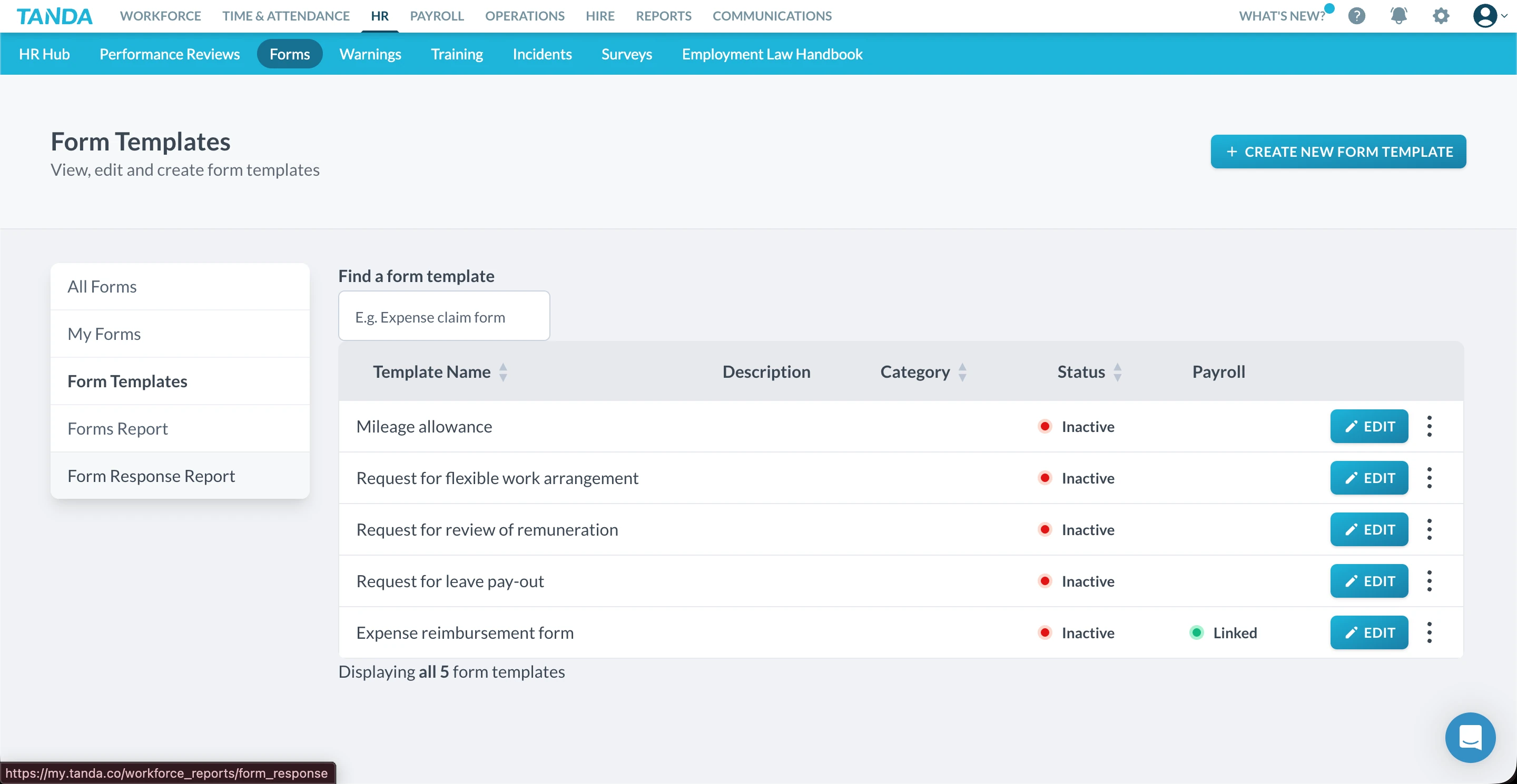 Tanda HR form templates