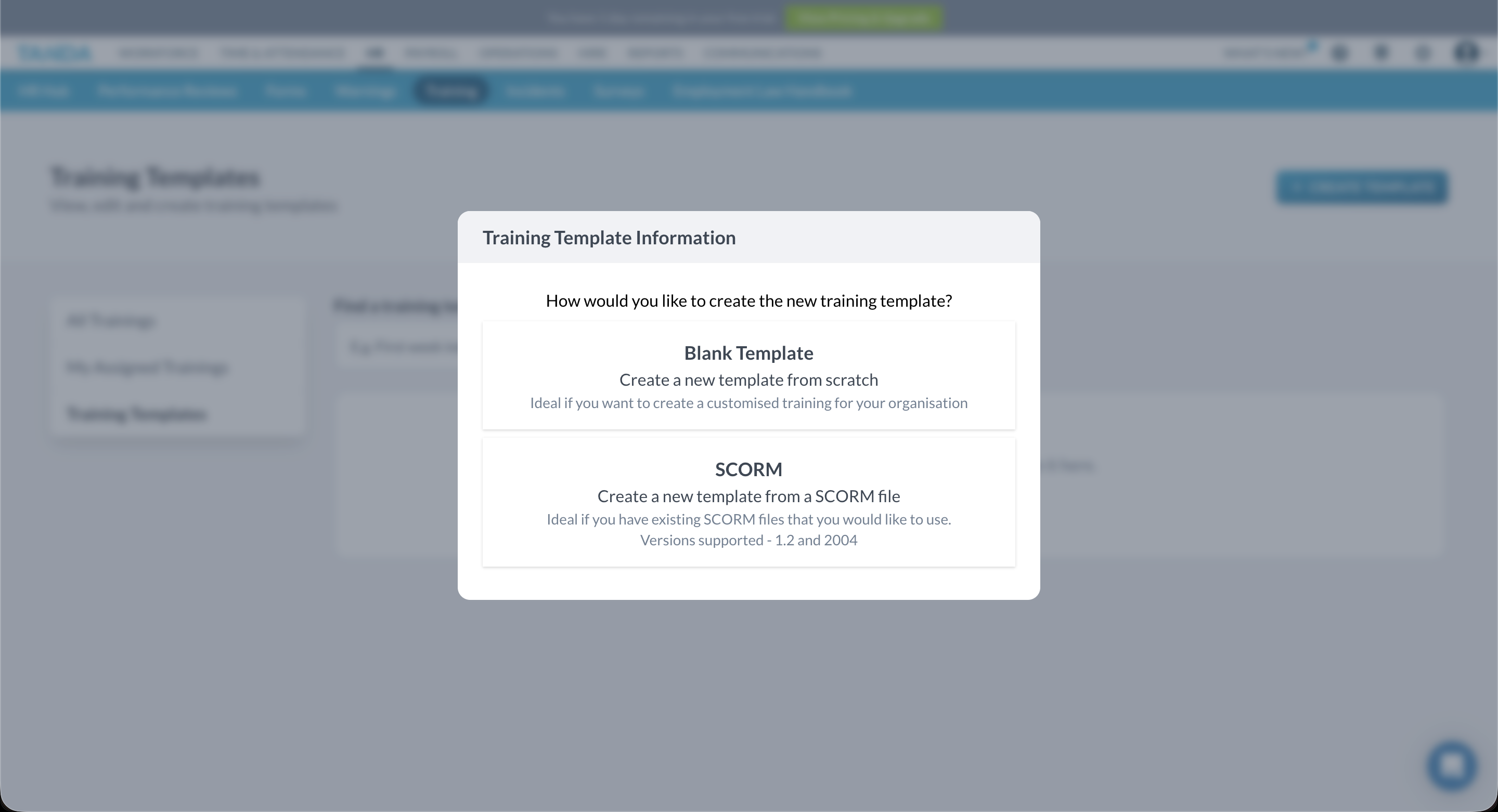 Tanda SCORM training support