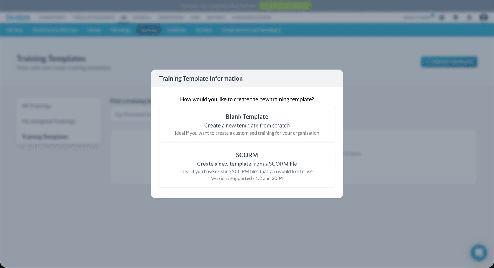 Tanda SCORM training support