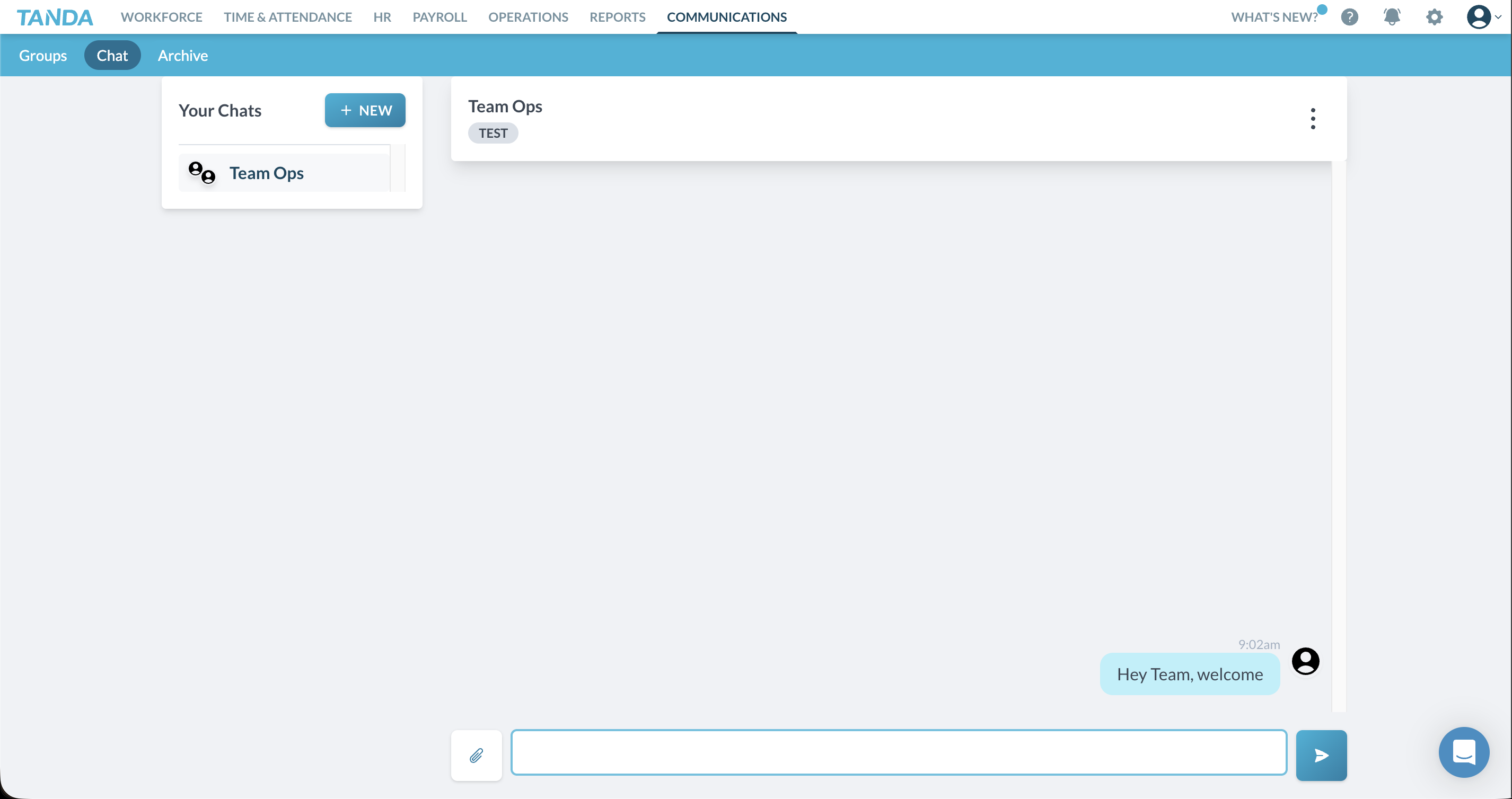 Tanda team chat interface