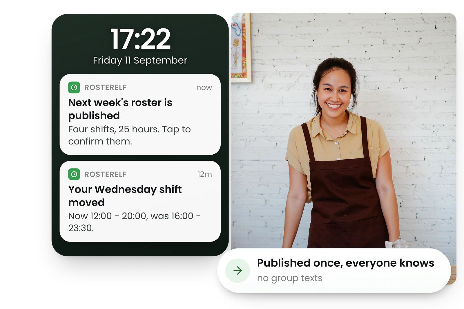 What is shift confirmation in RosterElf — pending shift modal showing reject and confirm buttons