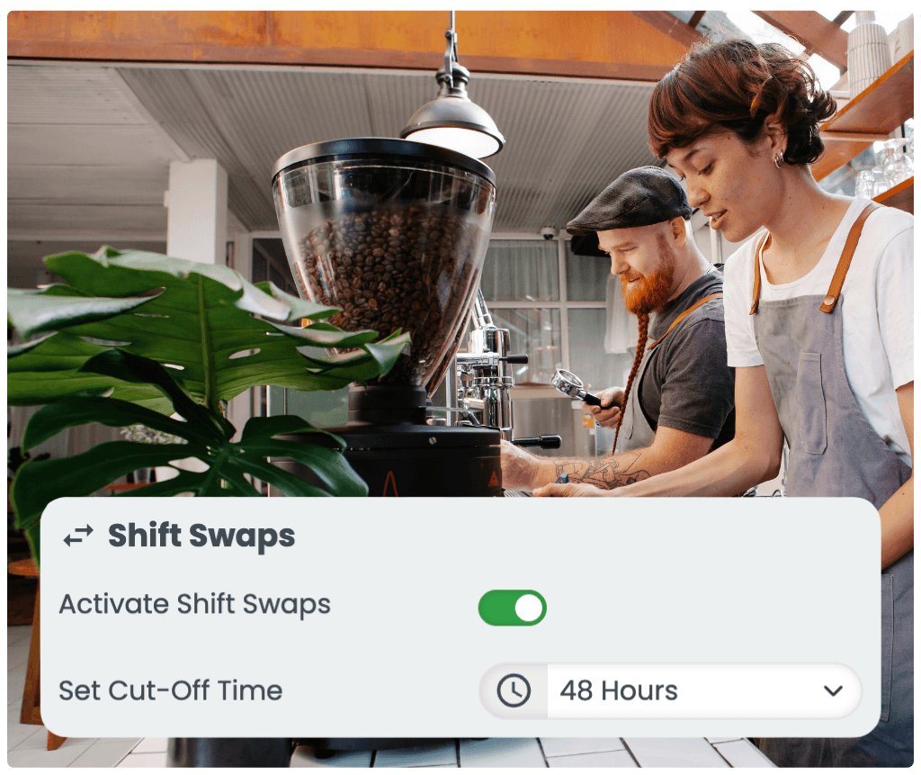 RosterElf shift swap settings showing automatic swap configuration