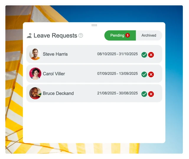 Leave management for ski resorts