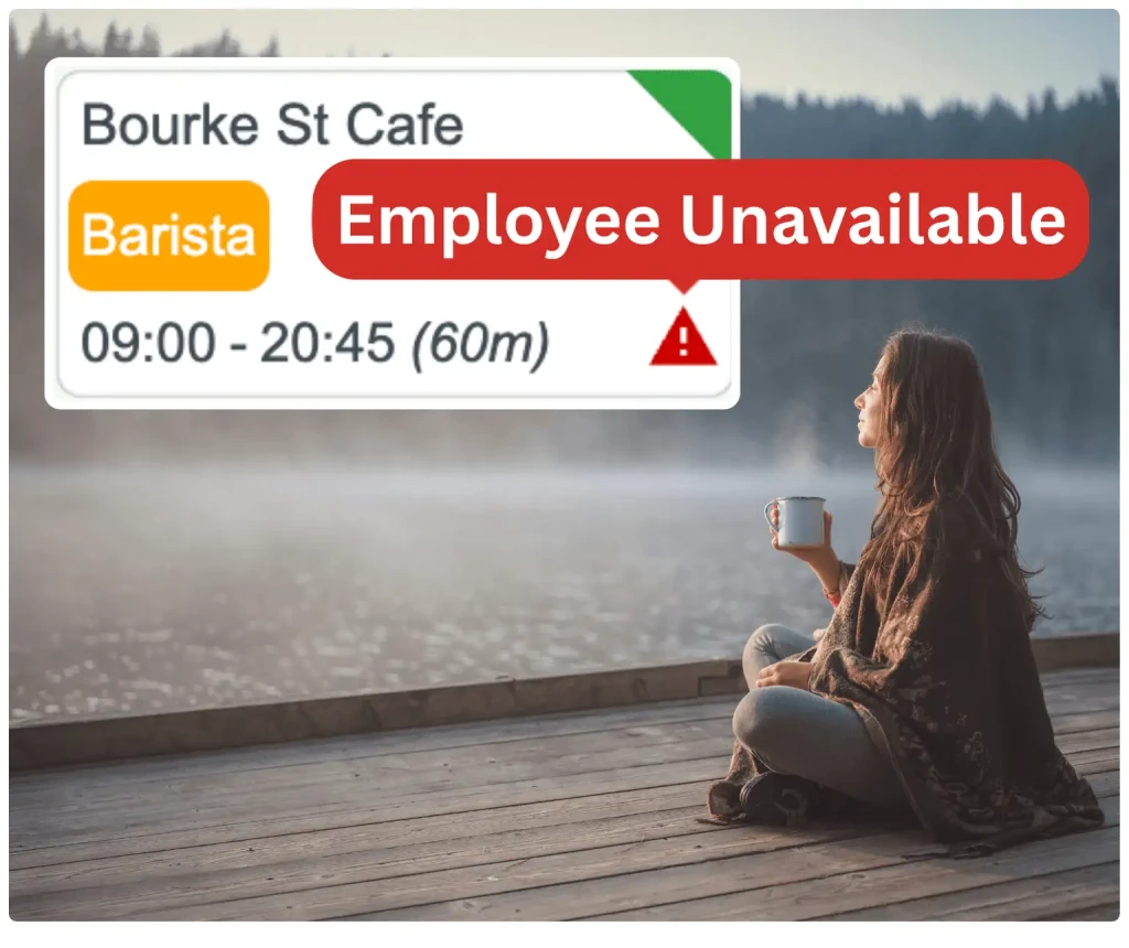 RosterElf staff availability showing employee unavailable status