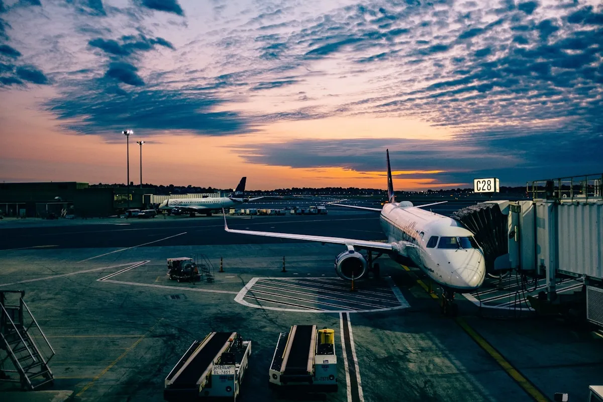 Ground staff working on airport tarmac