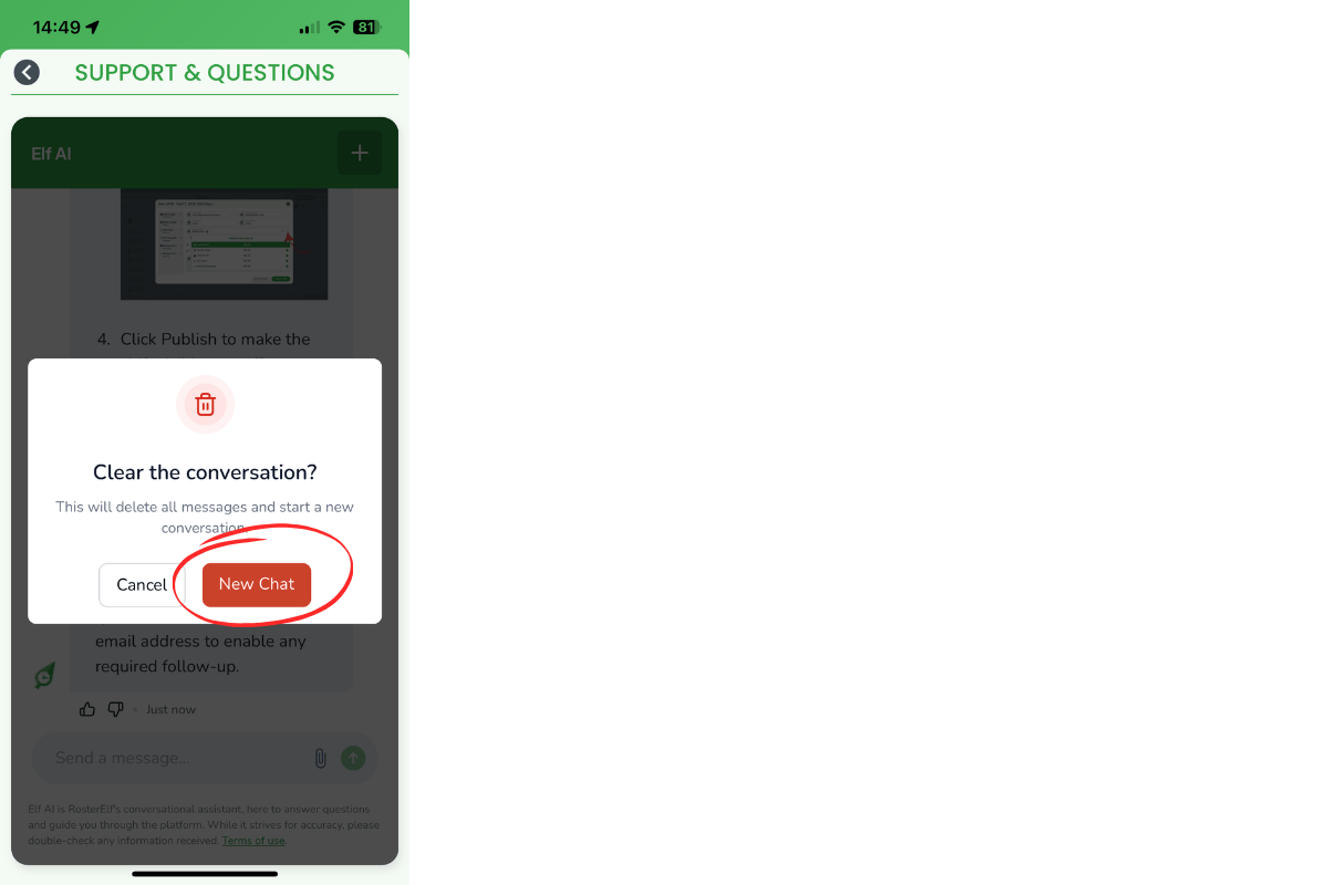 New Chat confirmation dialog