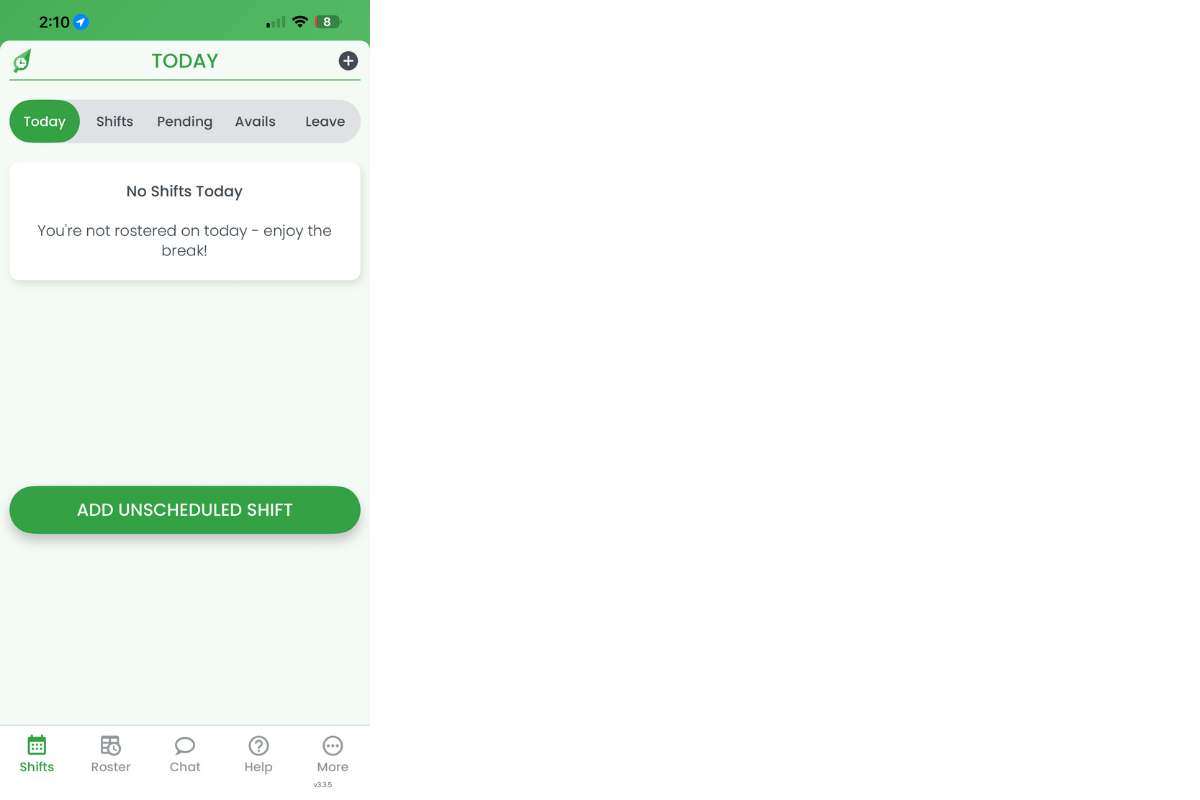 RosterElf app home screen
