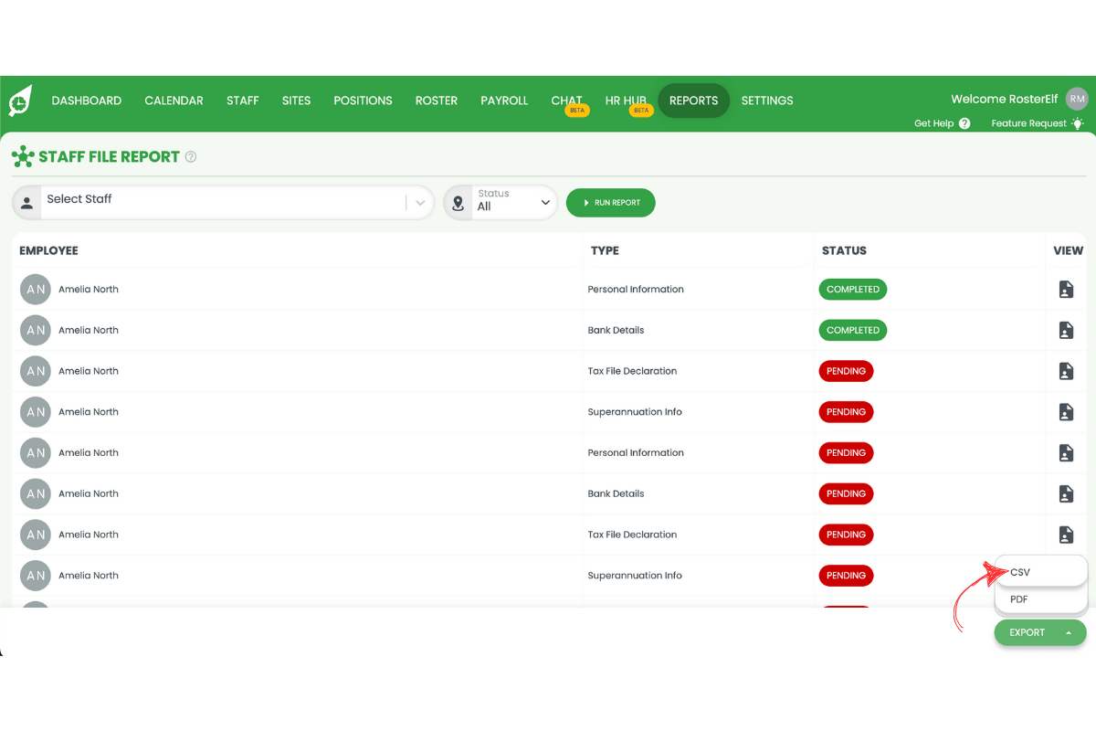 Export format options