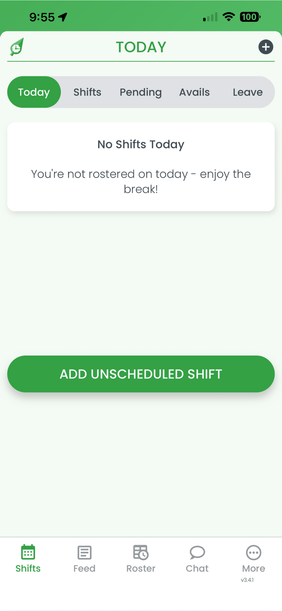RosterElf smartphone app home screen showing the main navigation