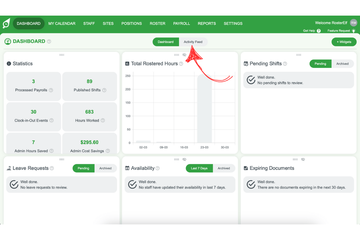 Screenshot showing the toggle in the middle of the header