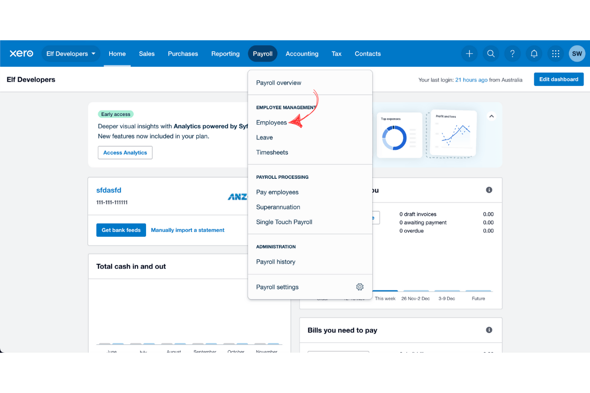 Payroll section in RosterElf