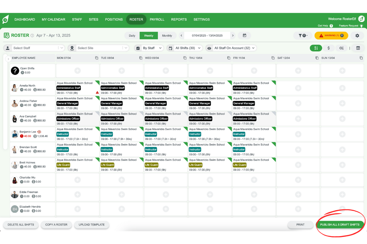 Publishing new draft shifts