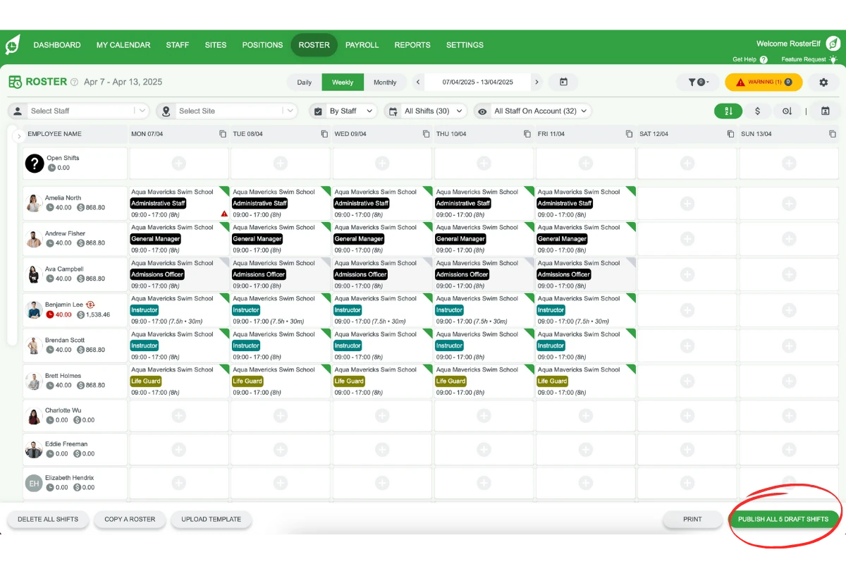 Publishing new draft shifts