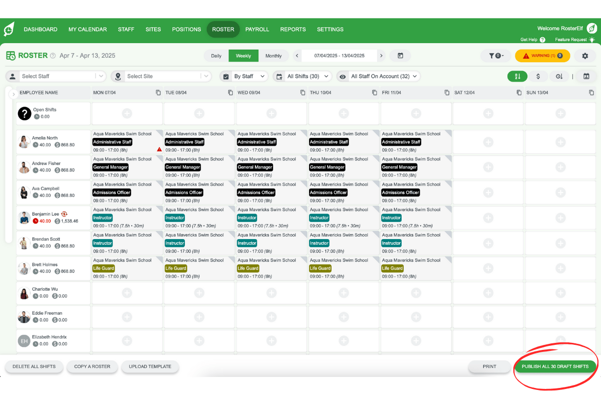 Publishing final draft shifts
