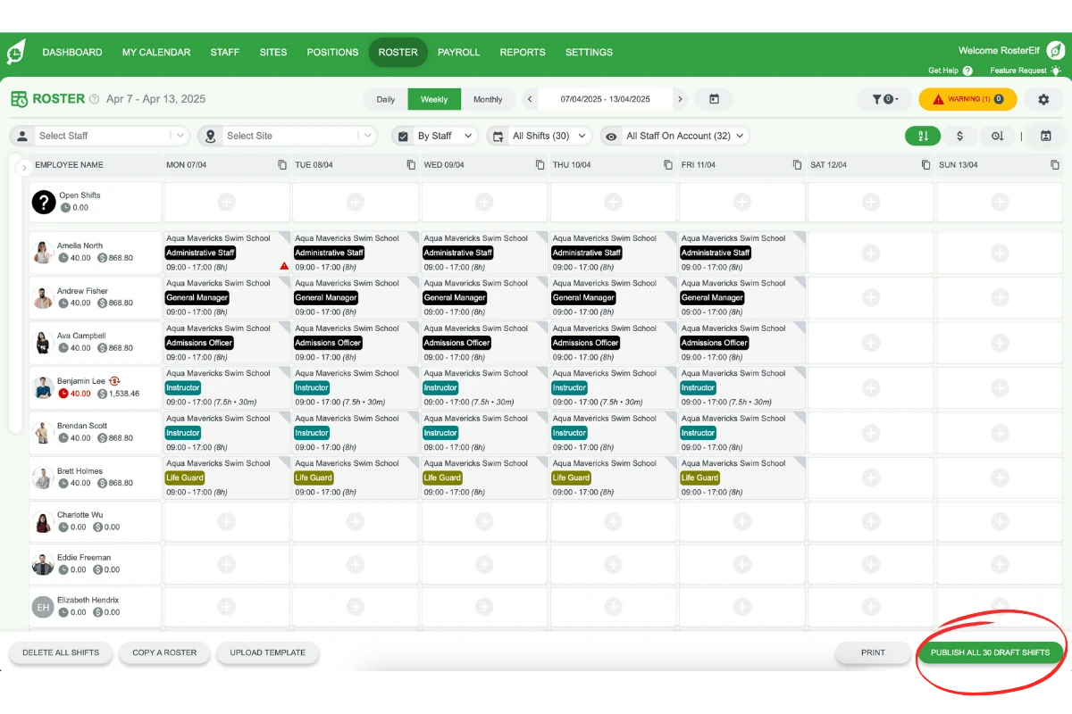 Publishing final draft shifts