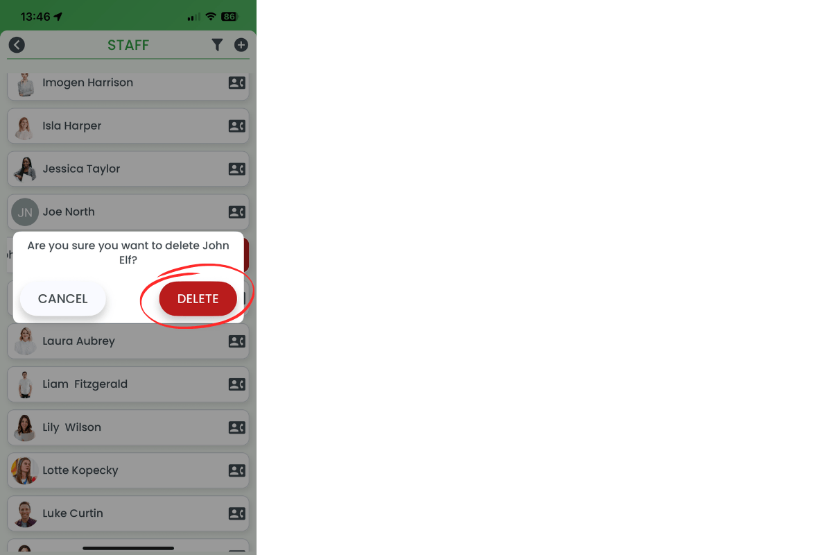 Delete confirmation dialog
