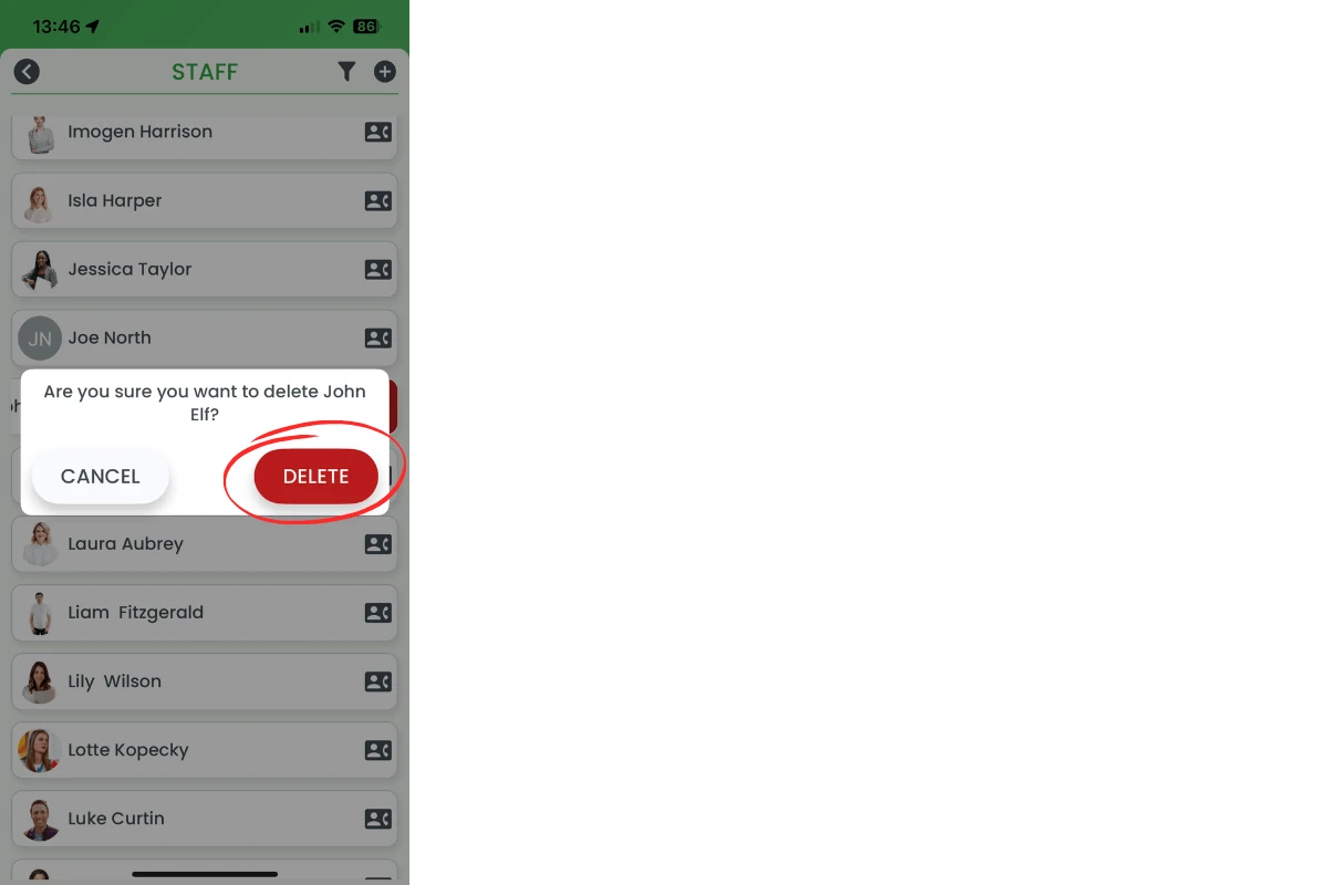 Delete confirmation dialog