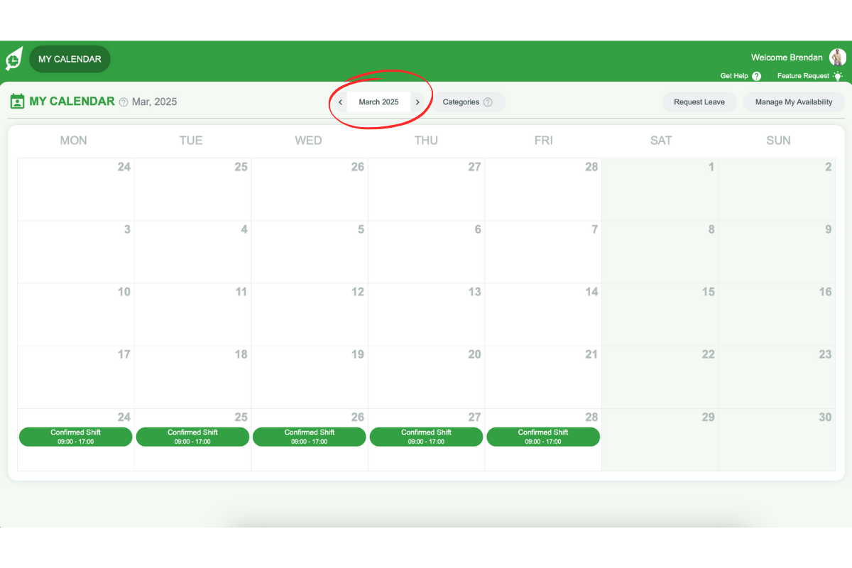 Month navigation in My Calendar