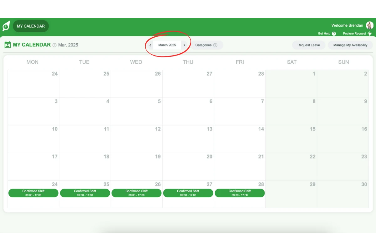 Month navigation in My Calendar
