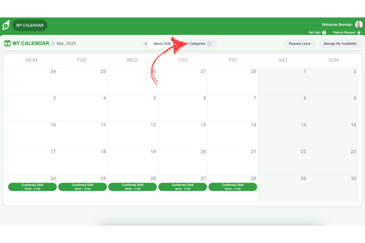 Categories filter in My Calendar