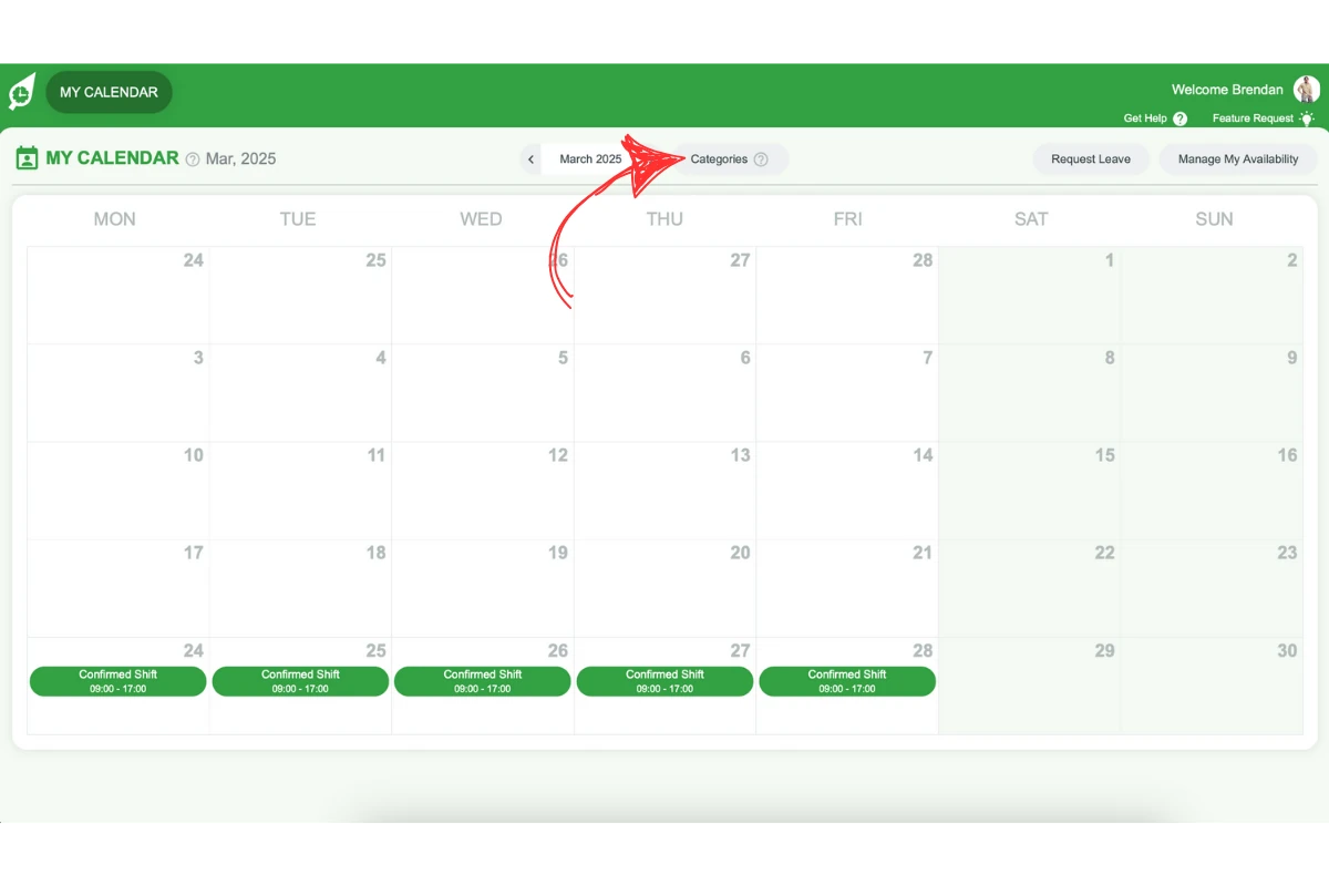 Categories filter in My Calendar