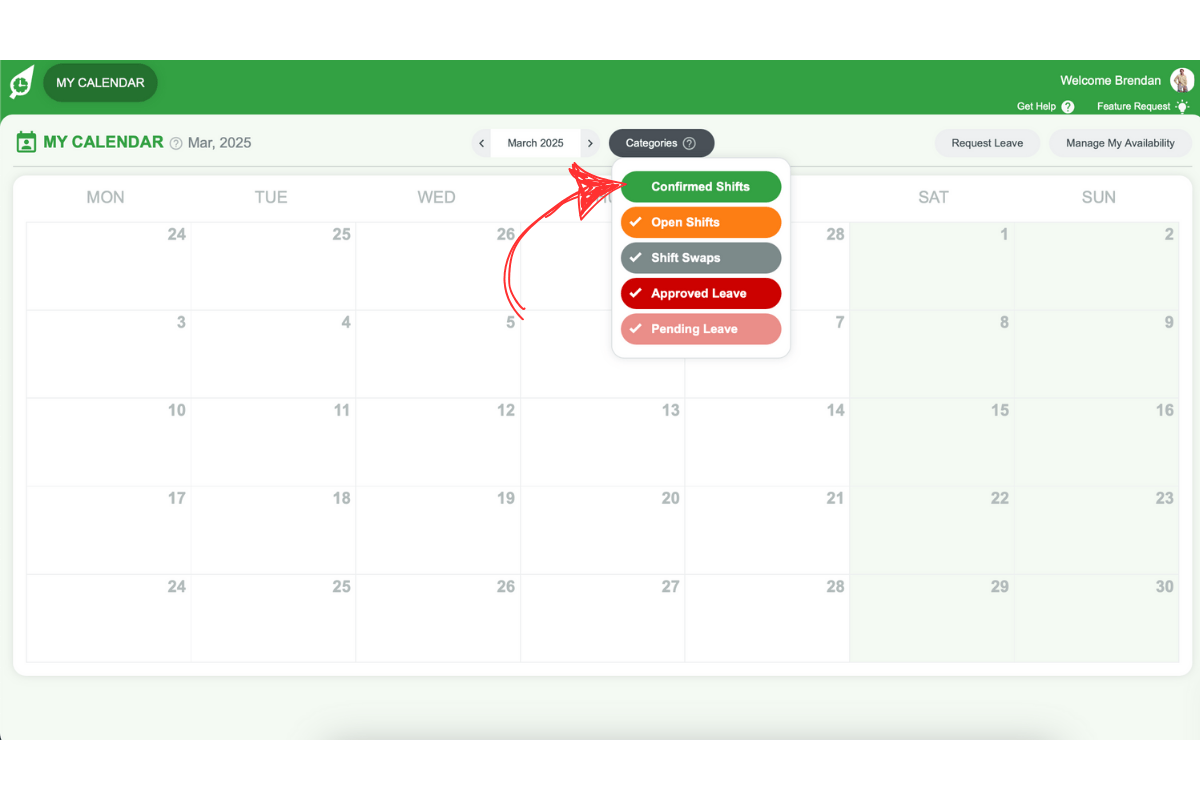 Deactivating a category in My Calendar