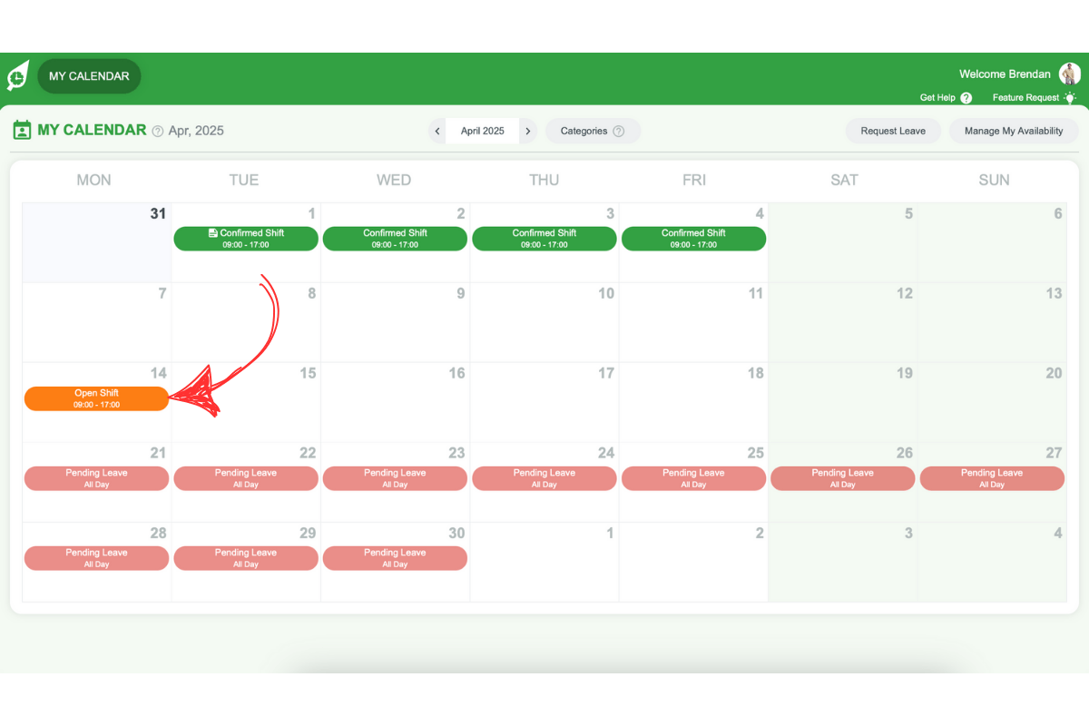 Open shift details in My Calendar