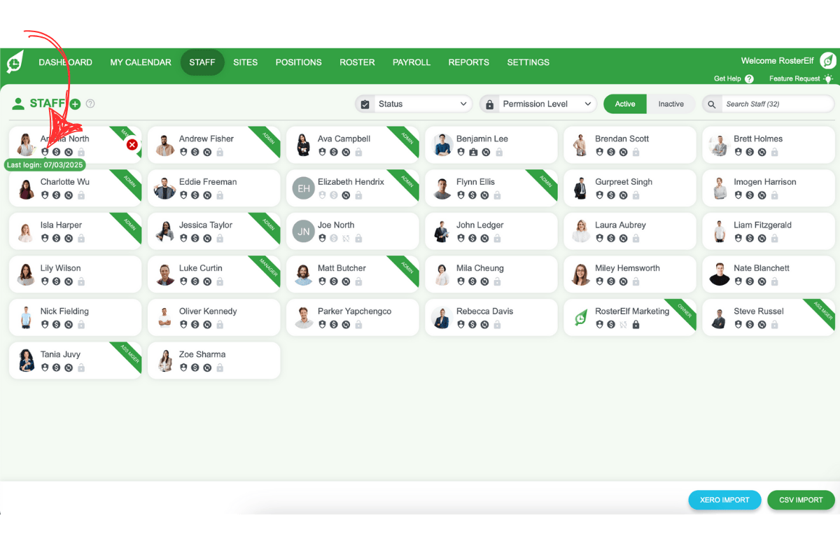 Icon indicating staff's first login status