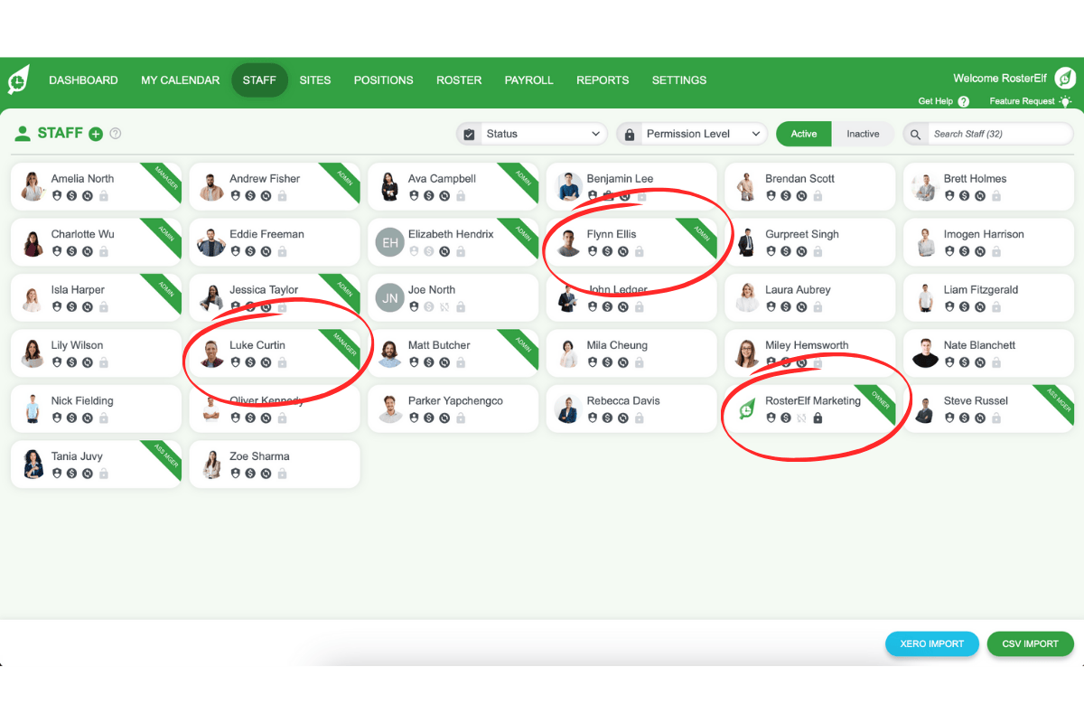 Banner indicating a staff member has elevated permissions