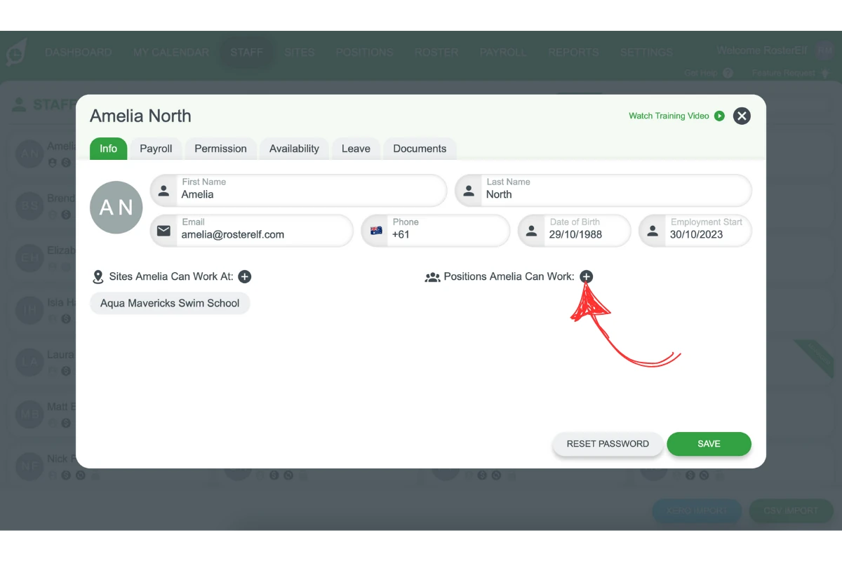 Screenshot highlighting the Positions Can Work (+) button