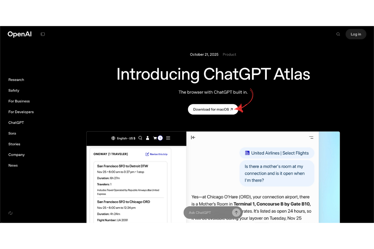 Download button for ChatGPT Atlas